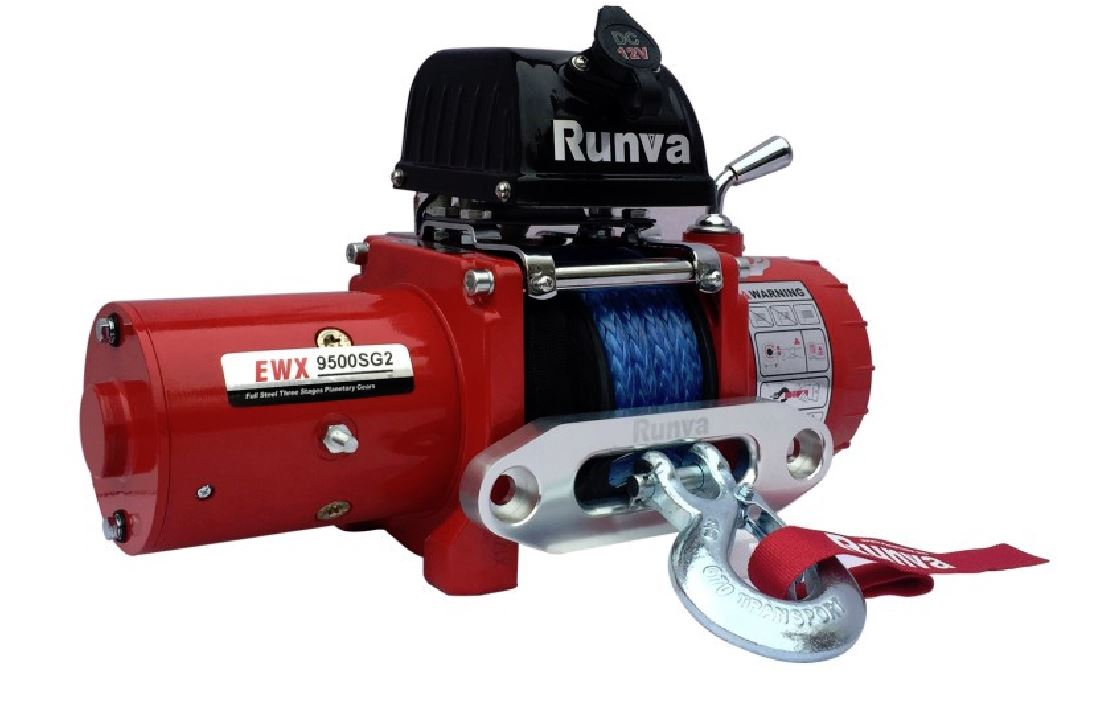 RUNVA SRc 4300 (kg) 24 V Short Drum Funkfernbedienung-Radioremote + Kunstofseil-Synthetic rope
